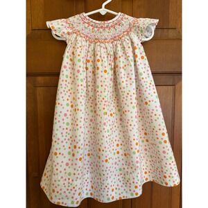 Strasburg Smocked Dress Toddler Girl Size 18 Months Short Sleeve Polka Dot Party